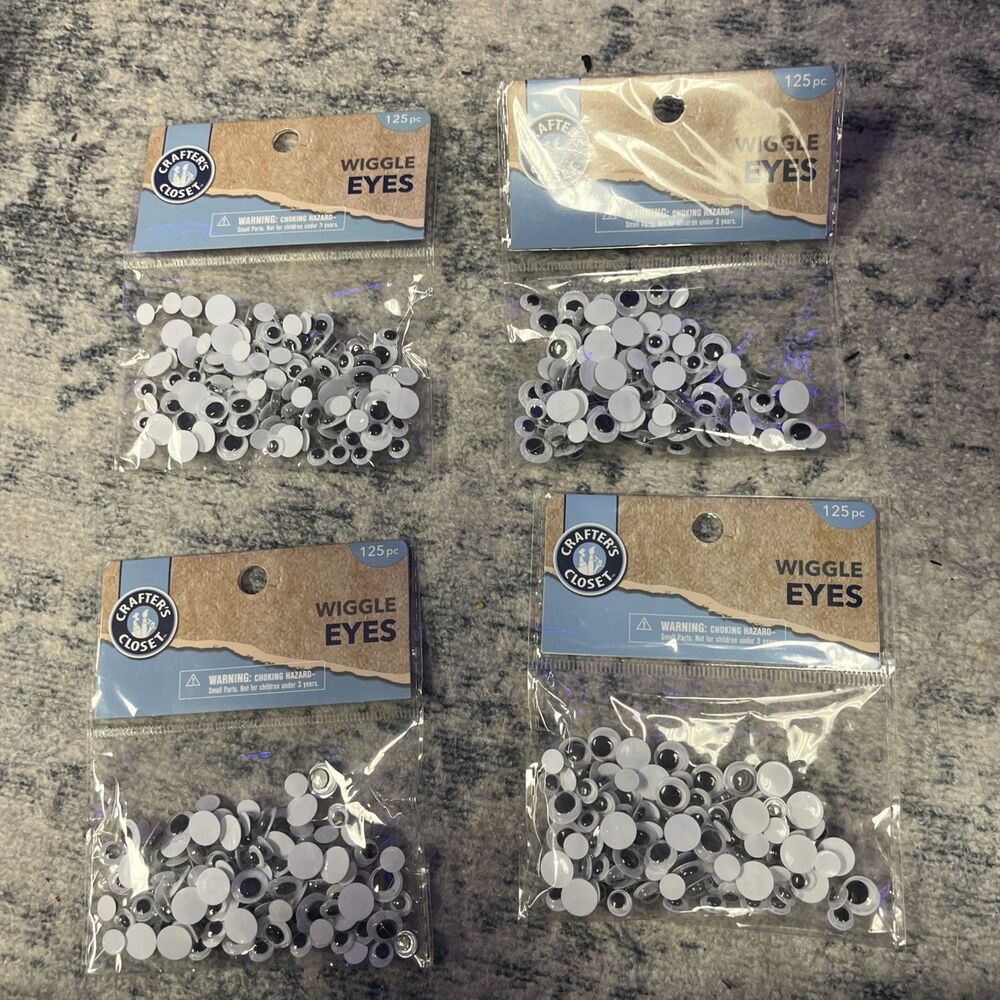 500 Wiggle Eyes Googly 1/4 - 3/8" White with Black Crafter's Closet Art Skills